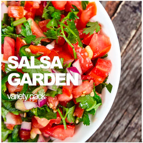 All-in-One Salsa Garden Variety Pack of seed packets from SeedsNow-SeedBanks, showcasing colorful salsa garden seeds.