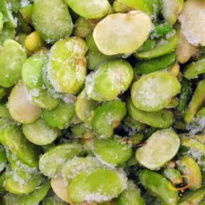 Frozen King of the Garden lima beans close-up
